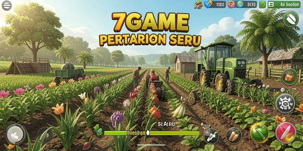 Tangkapan layar gameplay <strong>7GAME</strong> yang menunjukkan aktivitas bertani yang menyenangkan.