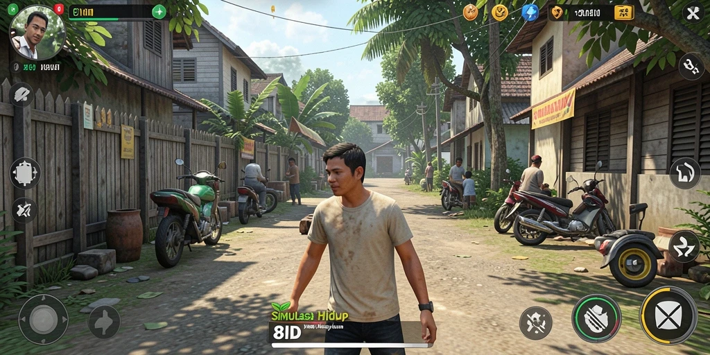 Tampilan menarik dari gameplay 8ID yang penuh warna.
