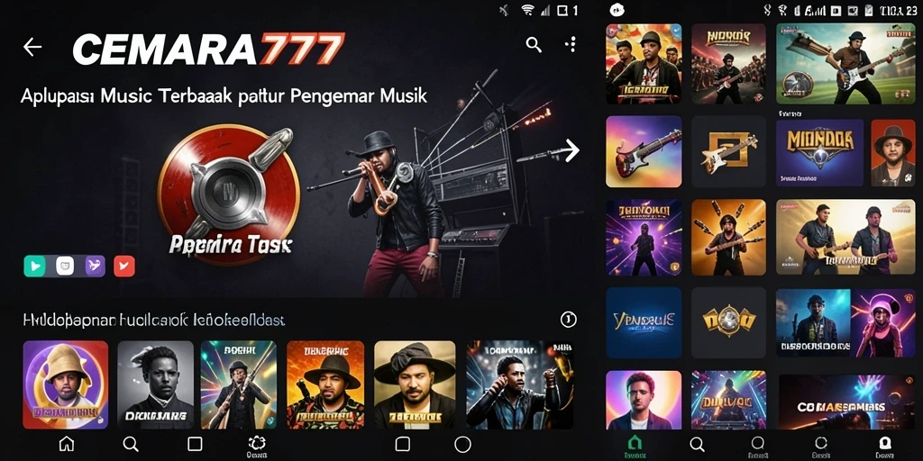 Screenshot CEMARA777 menampilkan antarmuka pengguna yang menarik dalam pengalaman musik.