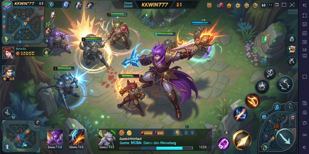 Tampilan menarik gameplay KKWIN777 dalam pertempuran MOBA.
