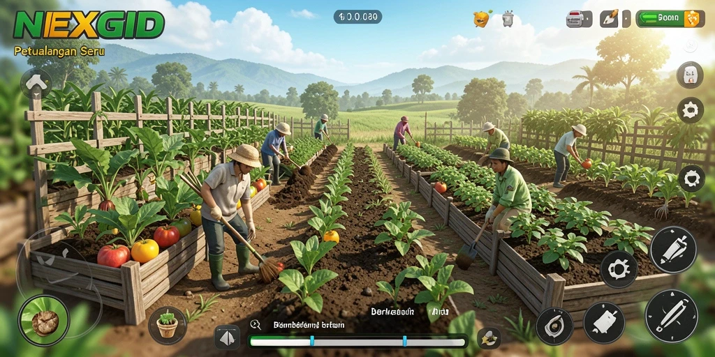 Menampilkan gameplay seru dalam berkebun dan bertani.