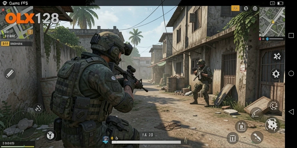 Tampilan gameplay mendebarkan dari OLX128 yang penuh aksi.