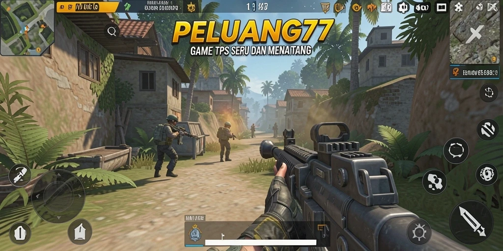Screenshot gameplay PELUANG77 menampilkan aksi pertempuran yang intens.