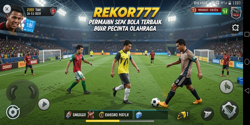 Tampilan gameplay sepak bola yang menegangkan di REKOR777.