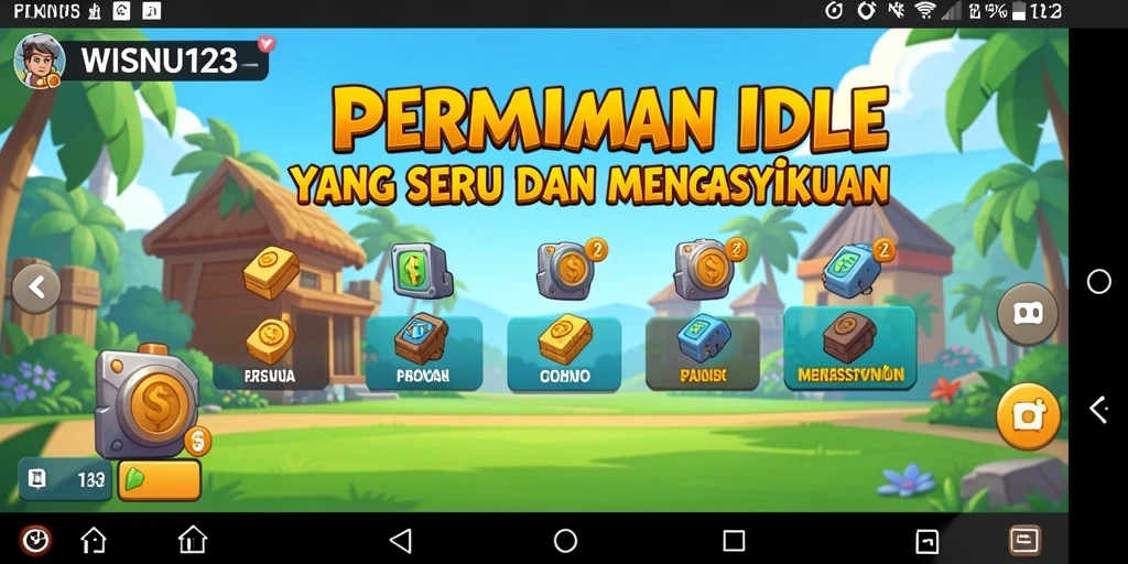 Screenshot gameplay <strong>WISNU123</strong> menunjukkan berbagai aktivitas Idle yang menarik.